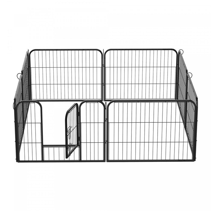 Pawhut Heavy Duty Dog Playpen, 8 Panel 23.5\" Height Metal Pet Puppy Exercise Pen, Diy Design, Outdoor Indoor, For Small Medium Dogs, Black