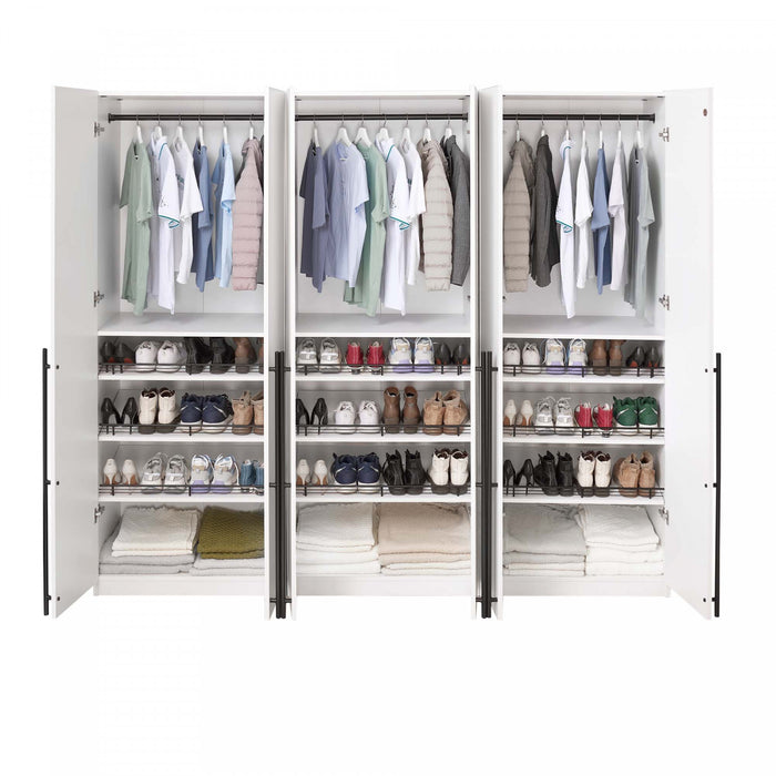 Lee Modern 32\" Wardrobe Closet in White - Set of 3 Armoire