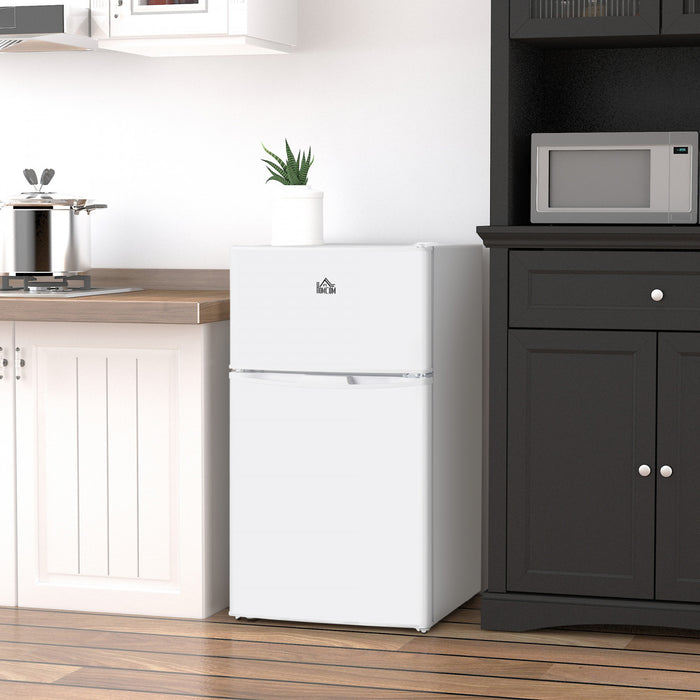 HOMCOM 3.2 Cu Ft Mini Fridge with Freezer Adjustable Shelf Reversible Doors