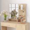 HOMCOM Vanity Table, Makeup Table with Mirror and Storage Shelves, Natural