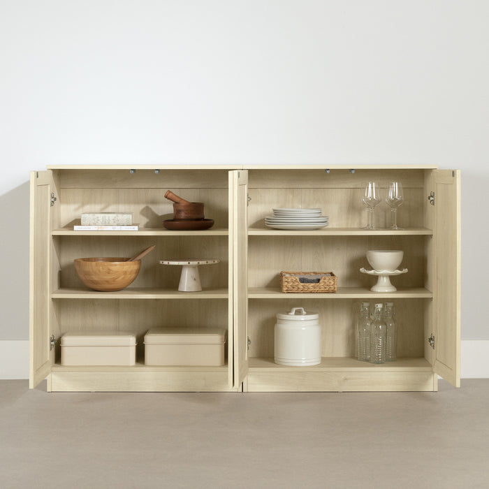 Arum Set Of 2 Sideboards With Shelves Bleached Oak - South Shore