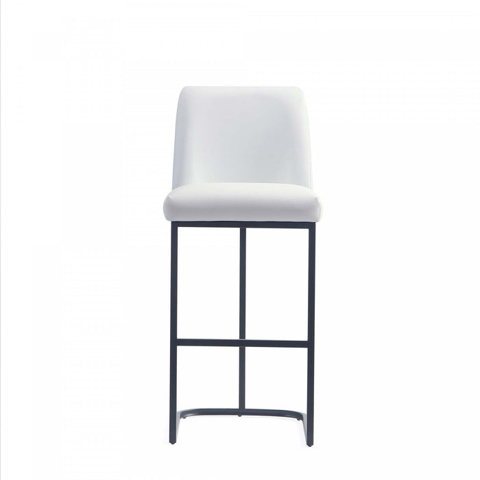 Serena Modern Metal Upholstered Barstool in White - Set of 3 Bar Stool