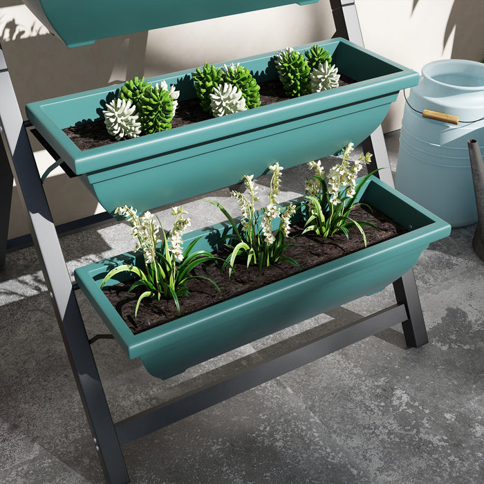 Outsunny 5-tier Raised Garden Bed With 5 Planter Box, Outdoor Plant Stand Grow Containers With Leaking Holes For Balcony Patio Outdoor, Green