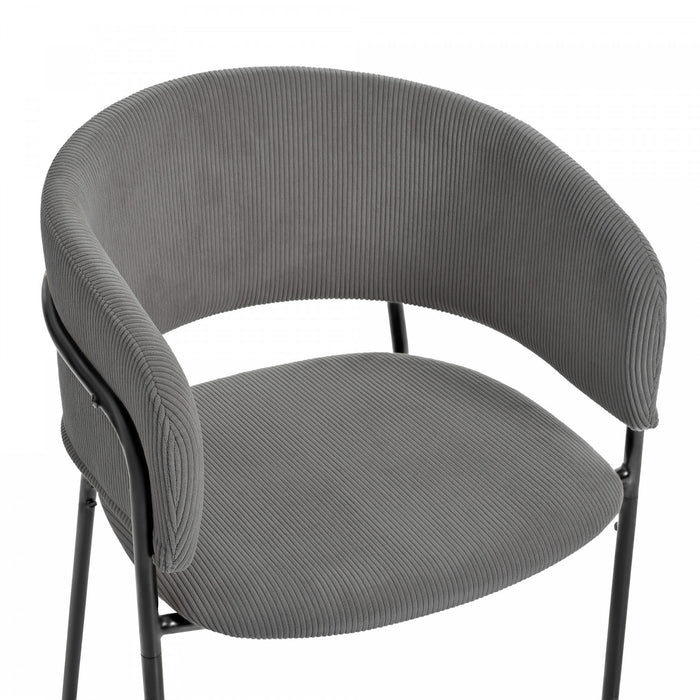 Ethan Set of 6 Modern Corduroy Upholstery Side Chair with Angled Legs and Adjustable Feet,Grey Dining Chair
