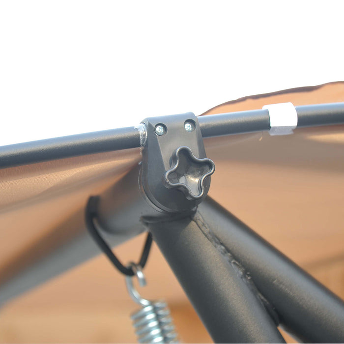 Outsunny 3-seat Outdoor Patio Swing Chair, Converting Flat Bed, Canopy Swing With Adjustable Shade, Removable Cushions, Cup Holder, Light Brown