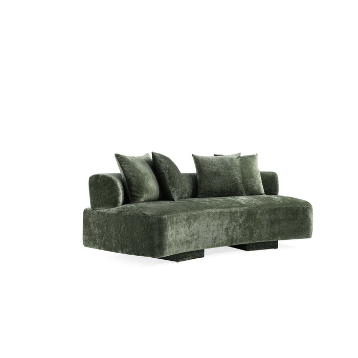 Verandah Mid-Century Modern 91\" Chenille Sofa in Olive Green