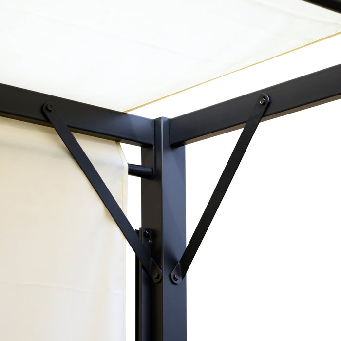 Outsunny 10' x 10' Steel Pergola Retractable Canopy Cream White