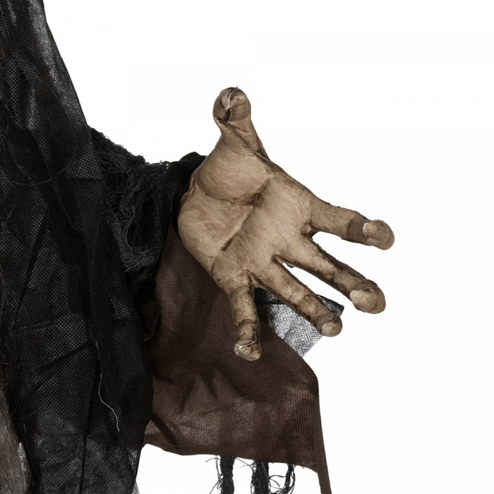 Homcom Halloween Green Big-mouth Monster Animatronic Prop W/ Light Up Eyes