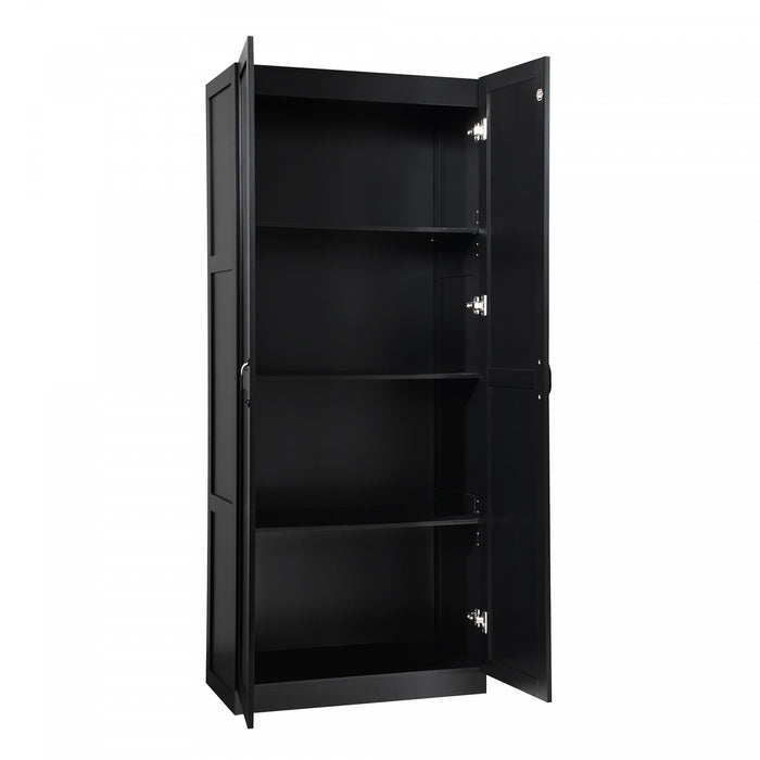 Cornelia Modern 30\" Storage Cabinet in Black (4-Shelf) - Set of 2 Bookcase
