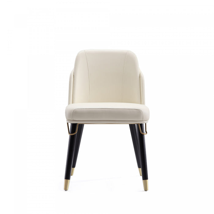 Estelle Modern Vegan Leather Wood Dining Chair in Cream - Set of 2