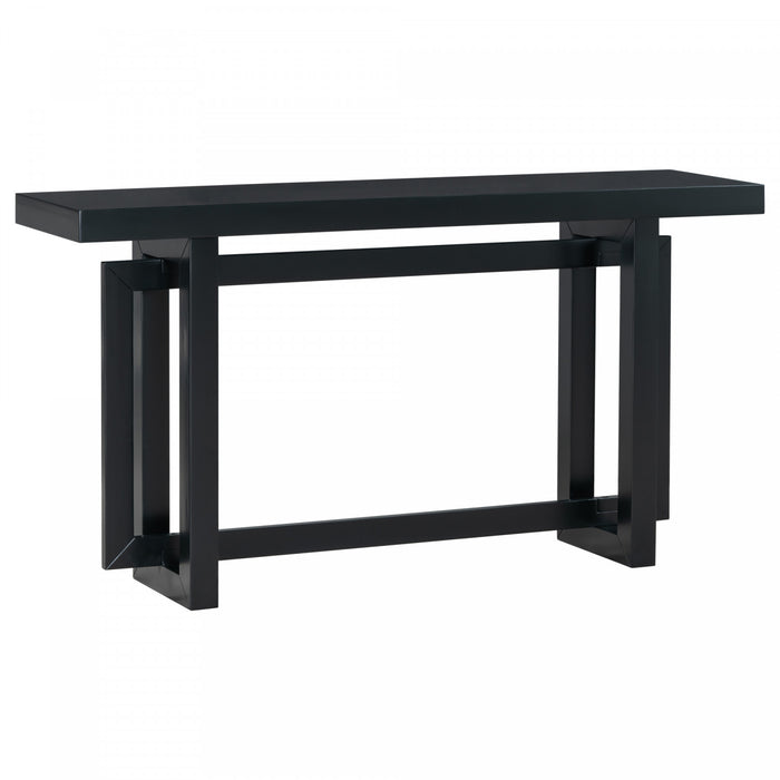 Ethan 59.1'' Triple Rectangle Design Painted Entryway Table with Pine Wood Legs,Black Sofa Table