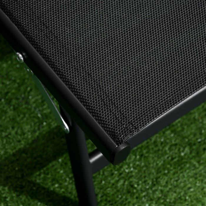 Outsunny 2pcs Lounge Chairs With Wheels, 5-level Adjustable Backrest, Black