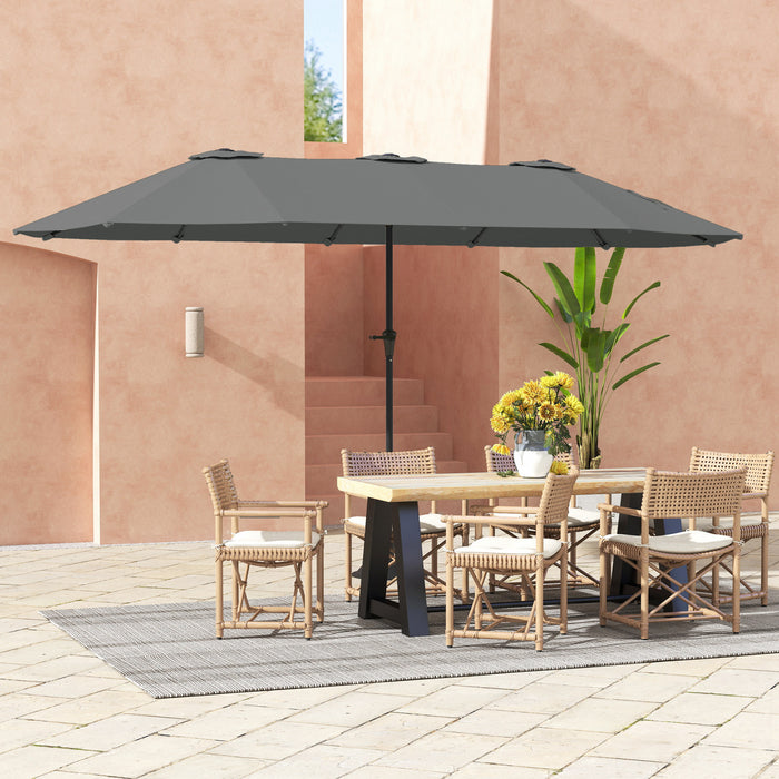 Outsunny 13ft Double-Sided Patio Umbrella, Outdoor Parasol w/ Crank Handle