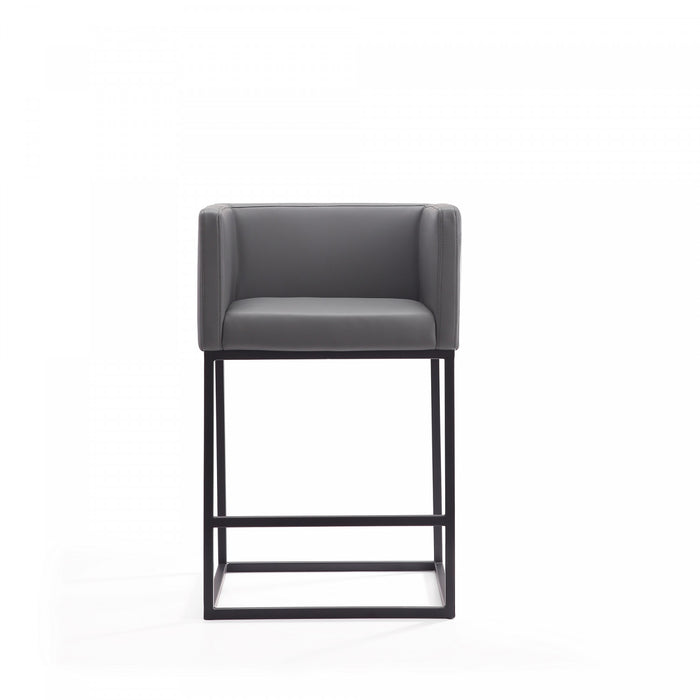 Embassy Mid-Century Modern Metal Upholstered Counter Stool in Gray - Set of 2