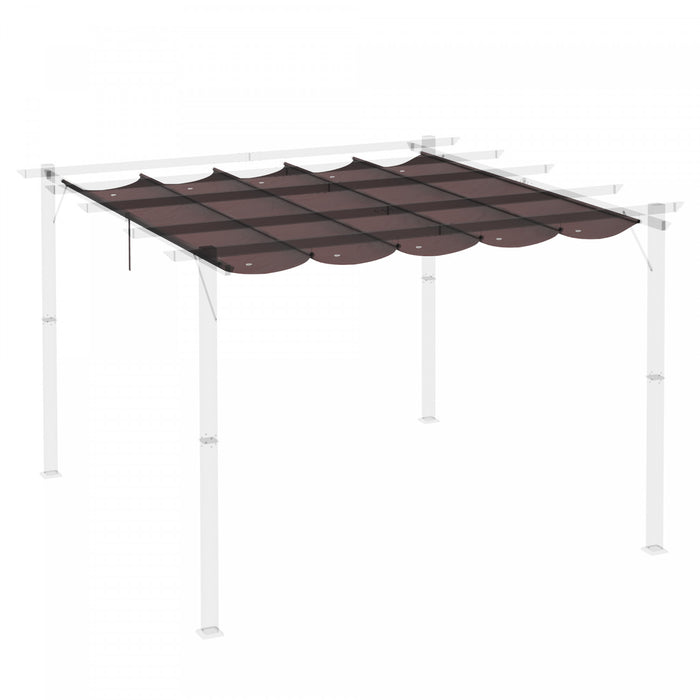 Outsunny Retractable Replacement Pergola Canopy For 10' X 10' Pergola, Pergola Cover Replacement, Coffee