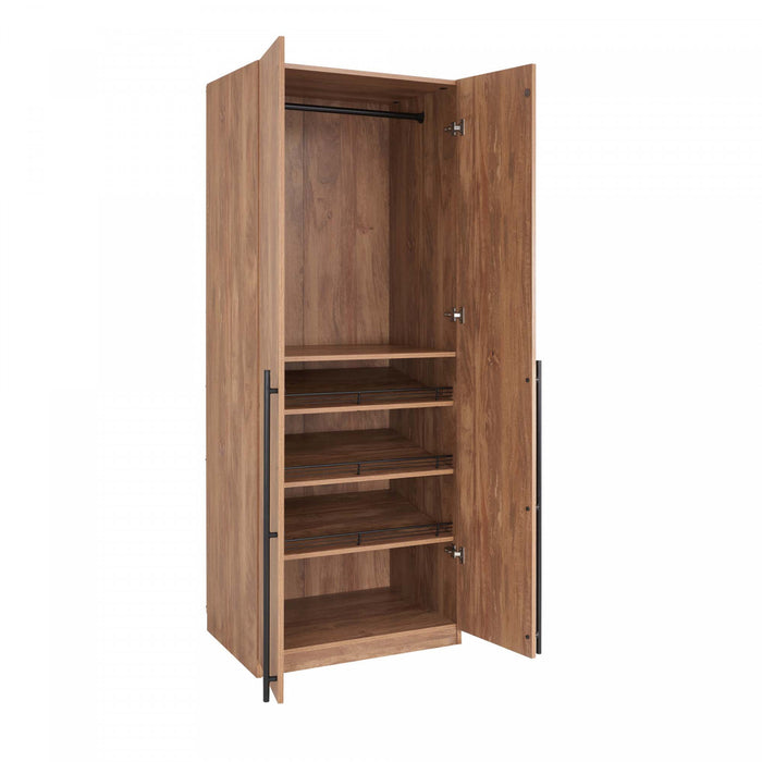 Lee Modern 32\" Wardrobe Closet in Golden Brown - Set of 2 Armoire