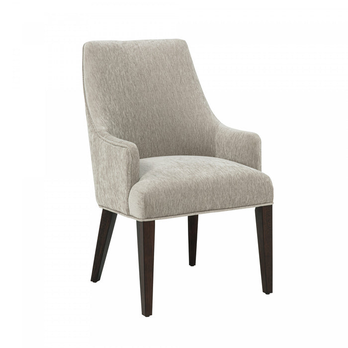 Beever Modern Wood Chenille Armchair in Taupe