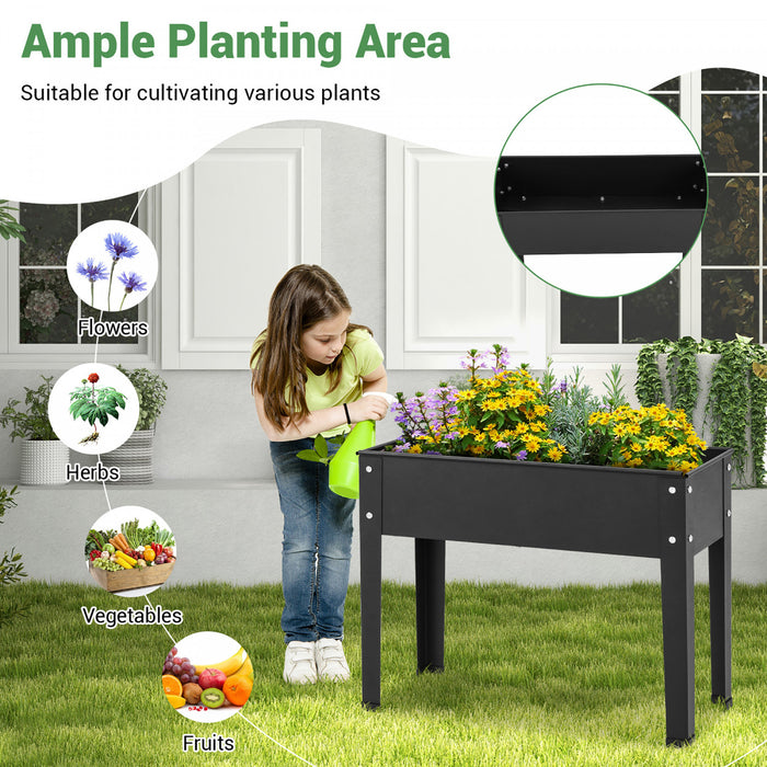 Costway 24\" Raised Garden Bed With Legs Metal Elevated Planter Box Drainage Hole Backyard