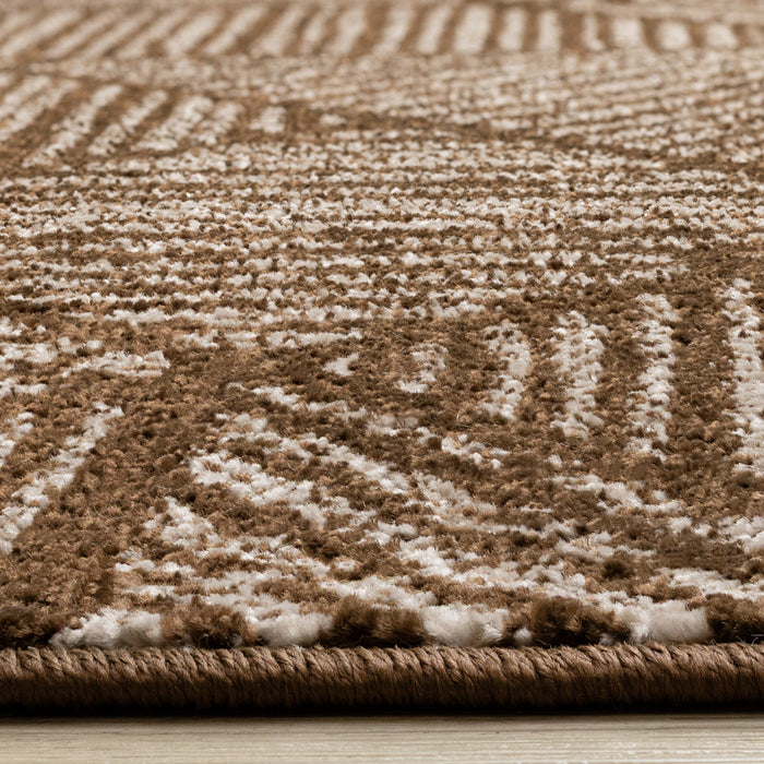 Covington Brown Taupe Striped Geometric Design Rug, 5'3\" x 7'7\" Indoor Area Rug