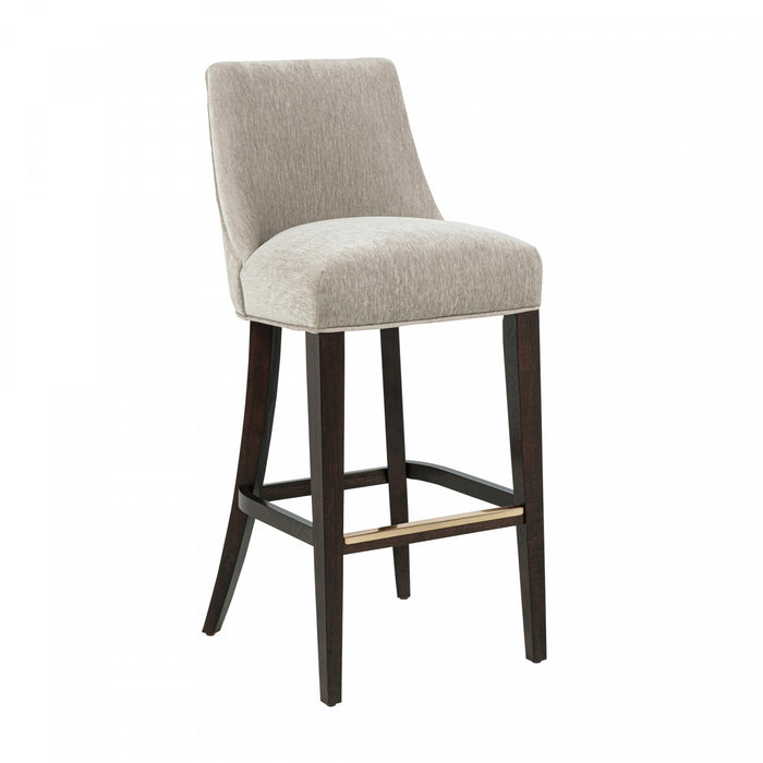 Beever Modern Chenille Wood Upholstered Barstool in Taupe - Set of 3 Bar Stool