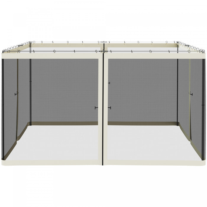 Outsunny Replacement Mosquito Netting For Gazebo 12' X 12' Black Screen Walls For Canopy With Zippers For Parties And Outdoor Activities - Cream White