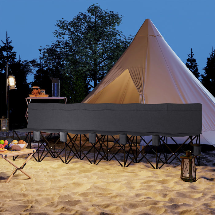 Outsunny 6 Seat Folding Camping Chair W/ Cup Holder For Camping, Dark Grey