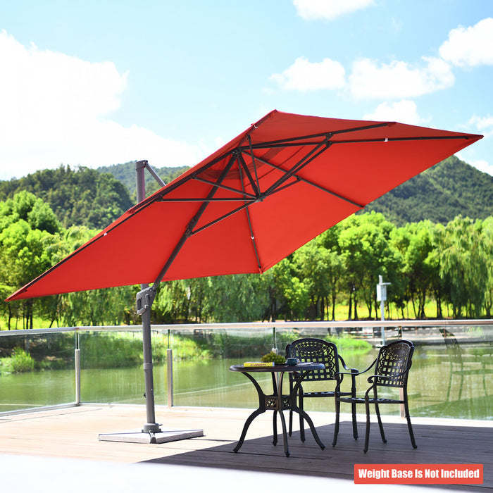 Costway 10'x13' Patio Offset Cantilever Umbrella Aluminum 360° Rotation Tilt Orange