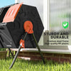 Outsunny 34.5 Gallon Dual Chamber Compost Bin, Rotating Composter, Compost Tumbler with 24 Ventilation Openings and Steel Legs, Orange