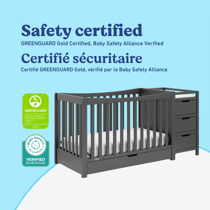 Graco Remi 4-in-1 Convertible Crib and Changer - Gray