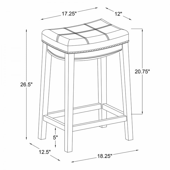 Claridge Faux Leather Brown Backless Counter-Height Stool - Set of 2