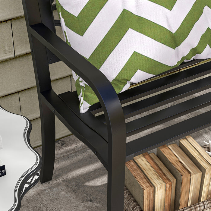 Outsunny 49\" Garden Bench With Slatted Seat For Backyard, Lawn, Black