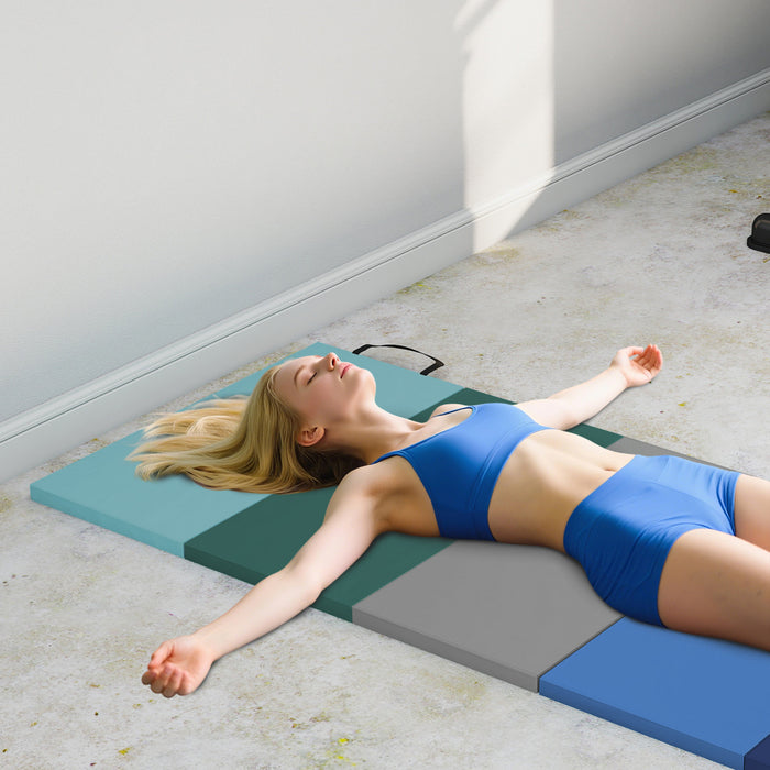 Soozier 6ft Folding Gymnastics Mat with Carry Handles, Mixed Colour