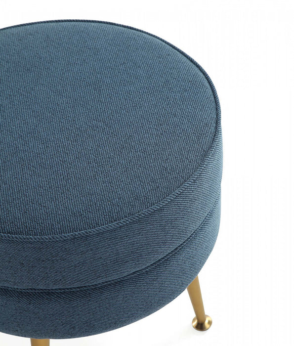 Bailey Mid-Century Modern Upholstered Accent Ottoman in Blue
