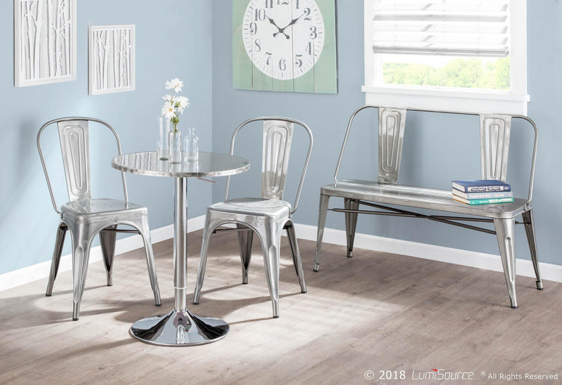 LumiSource Bistro Contemporary Adjustable Round Bar Dining Table - Silver