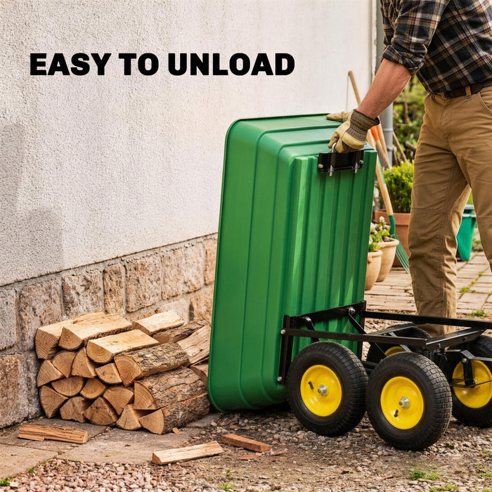 Outsunny Garden Dump Cart Heavy Duty 440lbs Wagon with Steel Frame and 12\" Pneumatic Tires, Green