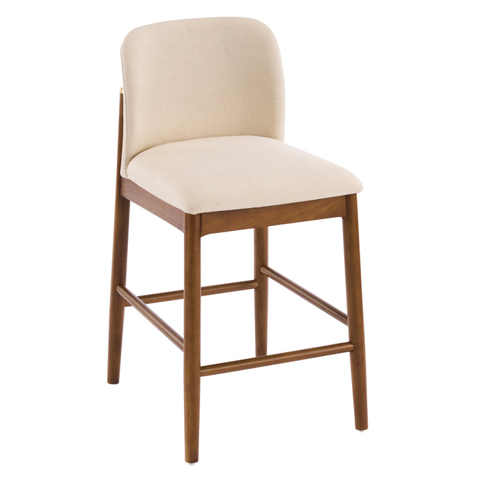 Lois Rubber Wood Counter Stool Set of 4 with Upholstered Seat and Footrest,Beige