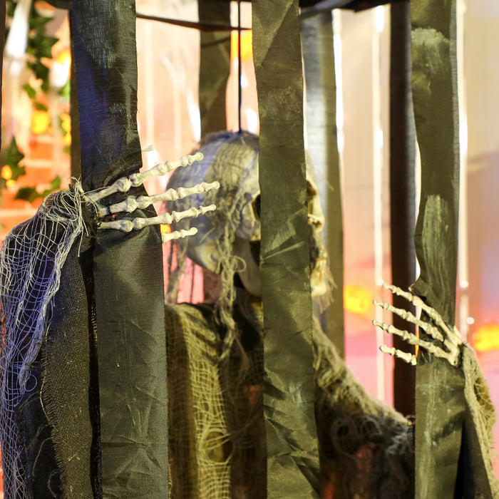 Outsunny Animated Halloween Decoration, Animatronics Skeleton Reaper