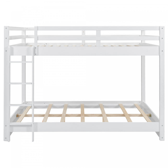 Ethan Solid Wood Queen Size Bunk Bed with Ladder, Sturdy & Space-Saving, White