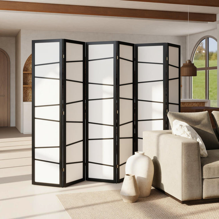 HOMCOM Folding Room Divider, 6 Panel Privacy Screen for Home Office, White