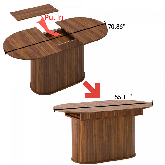 Noah Extendable Oval Dining Table with Striped Legs,Brown