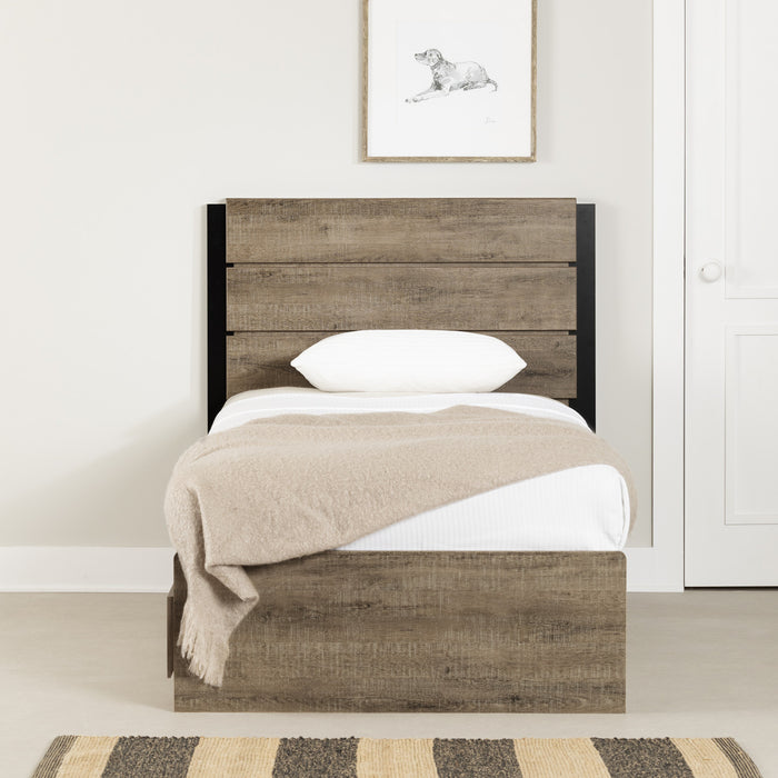 Arlen Mates Bed With 3 Drawers And Headboard Set - Weathered Oak 