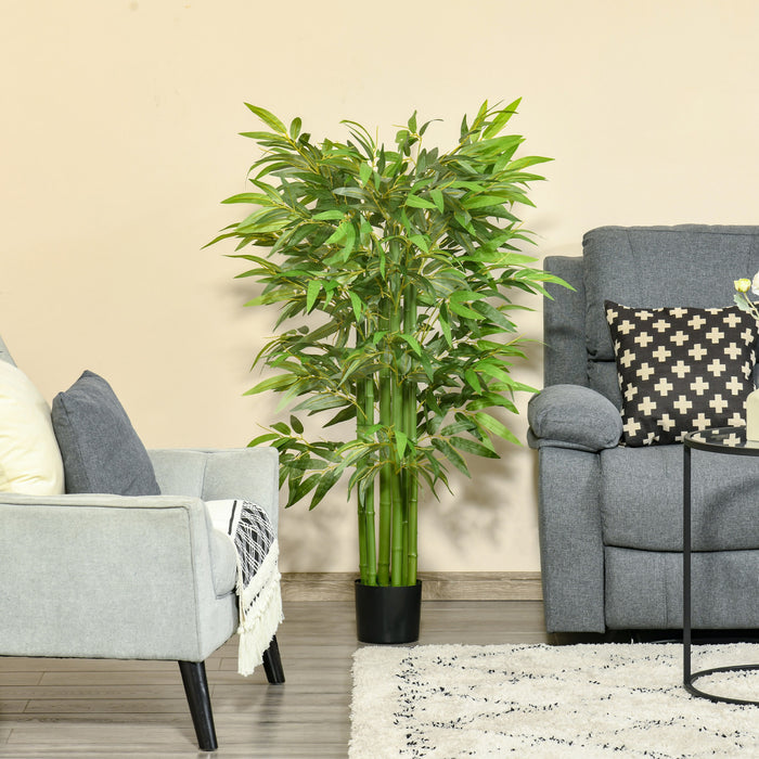 HOMCOM 4.6' Artificial Bamboo Tree Fake Plant in Pot Indoor Decoration