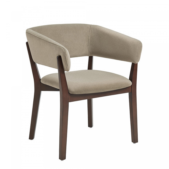 Blake Modern Wood Faux Mohair Armchair in Linen