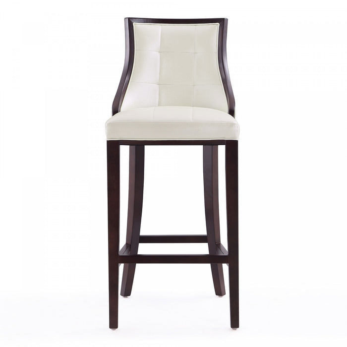 Fifth Avenue Traditional Wood Upholstered Barstool in Pearl White - Set of 3