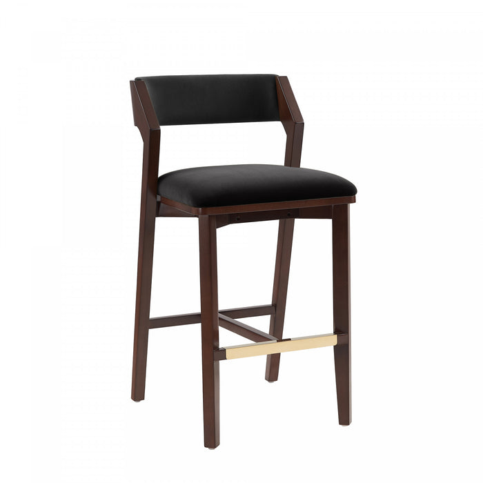 Patricia Modern Wood Upholstered Barstool in Black Bar Stool
