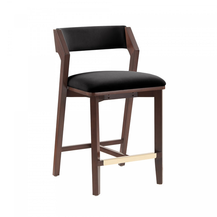 Patricia Modern Wood Upholstered Counter Stool in Black - Set of 3