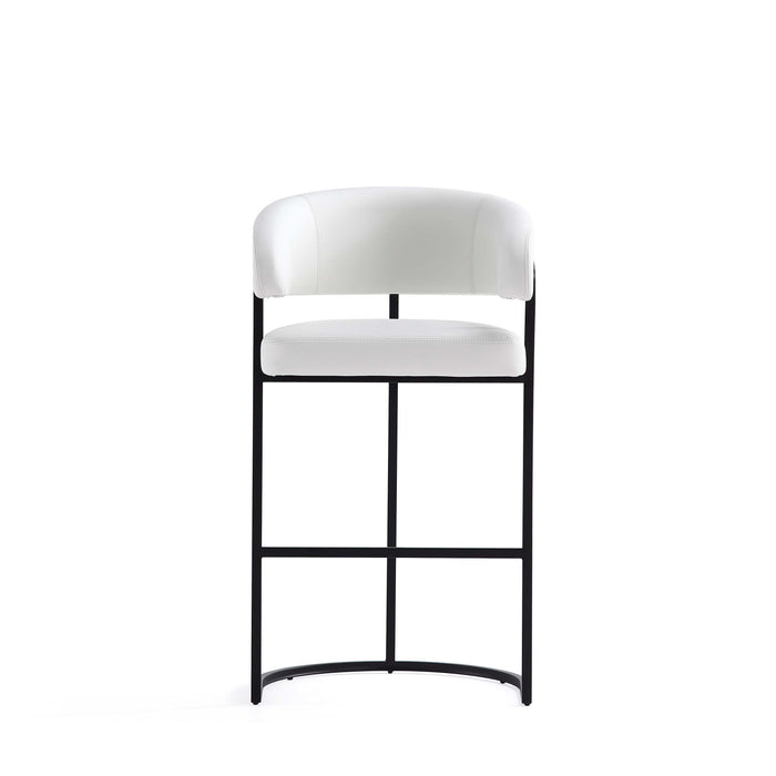 Augusta Modern Metal Upholstered Barstool in White - Set of 3