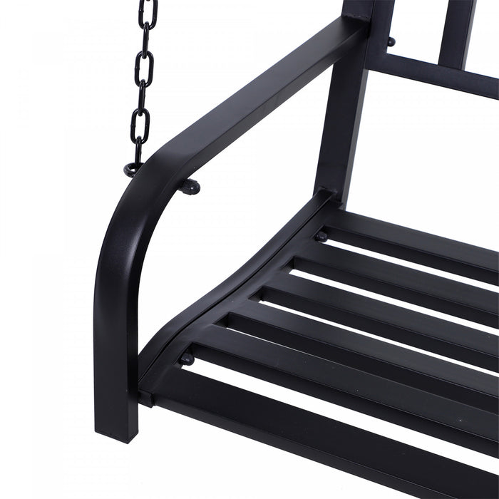 Outsunny 50\" Porch Swing Patio Swing Chair Hanging Bench Outdoor Glider Chair With Chain Black