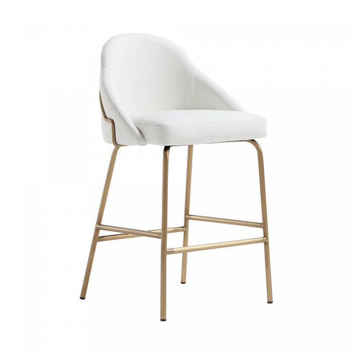 Gracie Modern Metal Upholstered Counter Stool in White and Gold Armoire