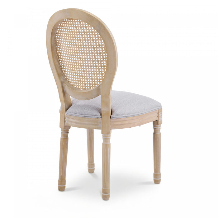 Ethan Solid Wood Rubberwood Dining Chair Set of 2 Pieces with Upholstered Seat,Grey